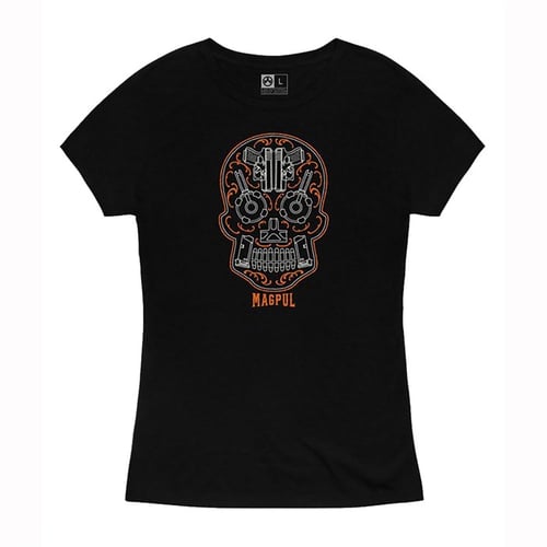 Magpul MAG1218001L Sugar Skull Womens Black Cotton/Polyester Short Sleeve Large