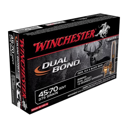 Winchester Ammo S4570DB Dual Bond  45-70 Gov 375 gr Bonded Dual Jacket 12 Segment Expansion 20 Per Box/ 10 Case