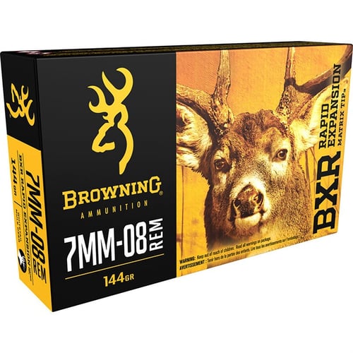 Browning Ammo B192107081 BXR Deer 7mm-08 Rem 144 gr 2800 fps Matrix Tip 20 Bx/10 Cs