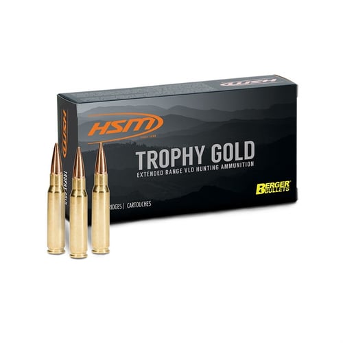 HSM 300WBY168VLD Trophy Gold Extended Range 300 Wthby Mag 168 gr Berger Hunting VLD Match 20 Per Box/ 20 Case