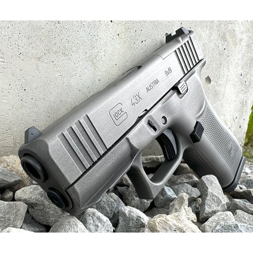 GLOCK 43X MOS 9MM 3.41 InchBBL 210RD DISTRESSED GUN METAL GRAY | 050806002630