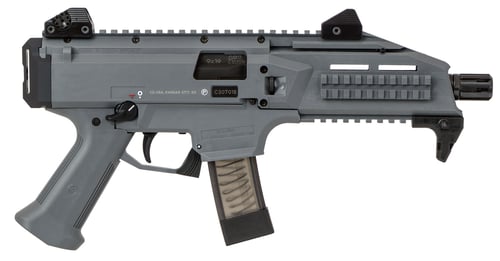 CZUSA 01356 Scorpion EVO 3 S1  9mm Luger Caliber with 7.72 Inch Threaded Barrel, 101 Capacity, Overall Battleship Gray Finish, Polymer Receiver/Grip, Adjustable Sights, Top  Bottom Rails Right Hand | 9x19mm NATO | 806703013565