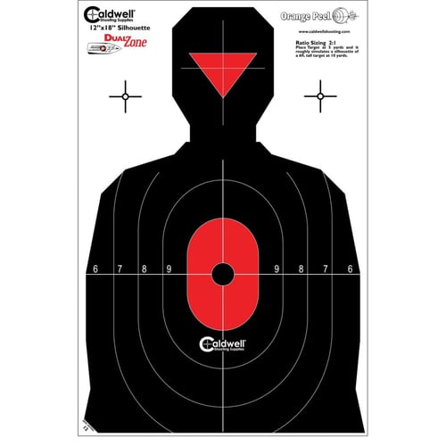 Caldwell 308214 Silhouette Dual Zone Hanging Heavy Card Stock Target 12
