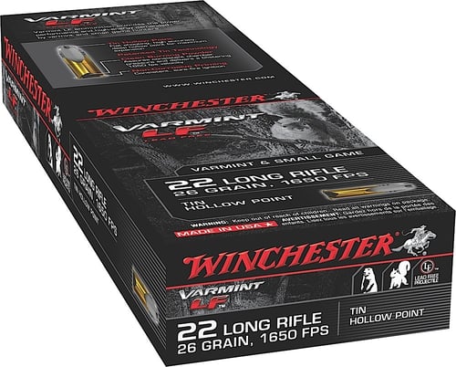 Winchester Ammo X22LRHLF Varmint LF  22 LR 26 gr Tin Hollow Point 50 Per Box/ 40 Case