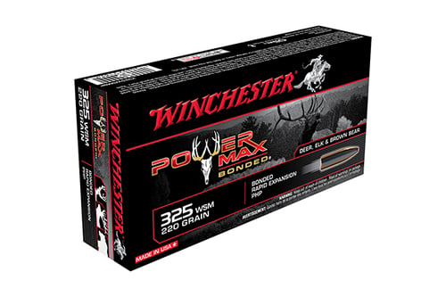 Winchester Ammo X325WSMBP Power Max Bonded  325 WSM 220 gr 2840 fps Bonded Rapid Expansion PHP 20 Bx/10 Cs