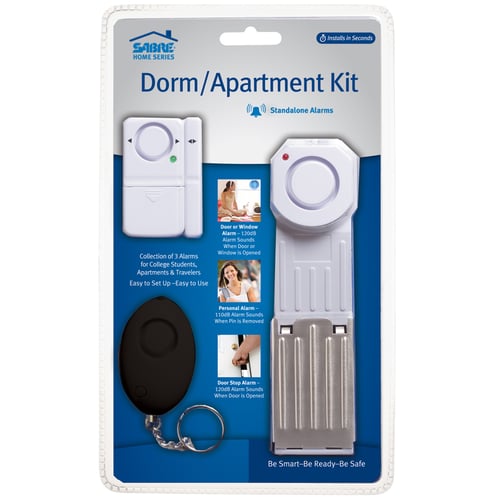 Sabre HSDAK Home Security Dorm/Apartment Kit Black/White 120/115 dB Features Door Stop Alarm/Personal Alarm/Window Alarm