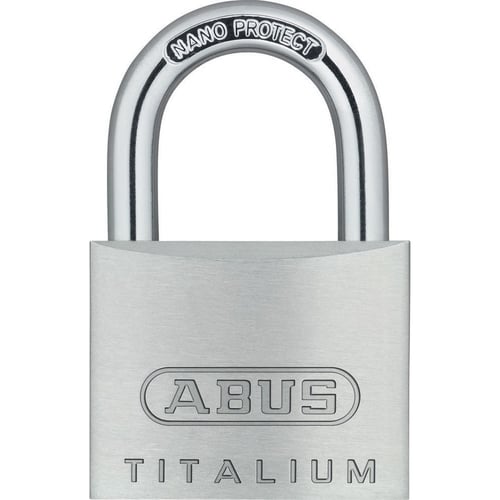 TITALIUM 64 SERIES 64TI/40C KAX3Padlock 64 TITALIUM 1 37/64 inch - Level 5 - Solid lock made from Aluminum - Hardened steel shackle - Removable and adjustable shackle from 60 mm to 150 mm - Paracentric key profile for increased protection against manipulation - Double bolracentric key profile for increased protection against manipulation - Double bolted shackleted shackle