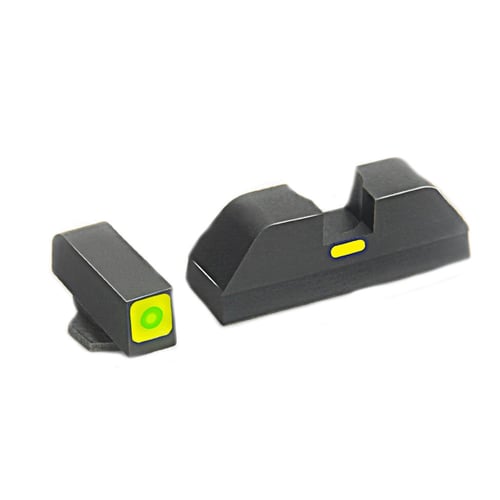 CAP SIGHT GLK 17/19/22/23 GRN THIN-GRNCap Sight Set - Sight set with green tritium lamp - square outline front and painted non tritium bar rear for Glocks -  LumiGreen Outline - For Glock - 17, 19, 22, 23, 24, 26, 27, 33, 34, 35, 37, 38, 39 - Front: .120