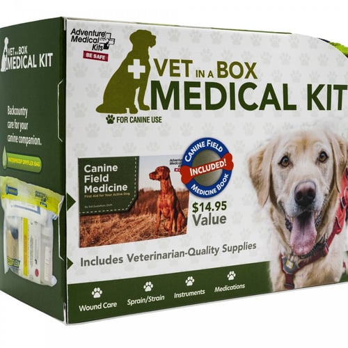 ADVENTURE DOG SERIES VET IN A BOXVet in a Box Medical Kit Splinter Picker/Tick Remover - Triangular Bandage - Cohesive Elastic Bandage - Book, Canine Field Medicine - The Vet in a Box Medical Kit equips you to care for your pup on the trail, in the field, and at homeit equips you to care for your pup on the trail, in the field, and at home | 707708001178