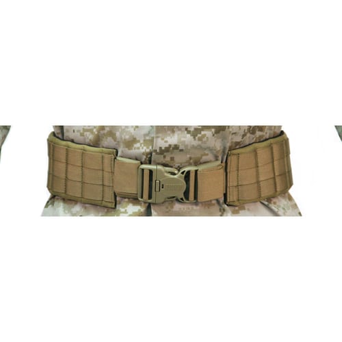 TAC OUTER PATROL BELT MED TANTactical Padded Patrol Belt with IVS Desert Tan - Medium 43 Inch-49 Inch - Padded belt with S.T.R.I.K.E./MOLLE webbing - Accommodates any S.T.R.I.K.E./MOLLE pouches - Secured by 2.25 Inch side release buckle with adjustment pull tabs - Closed cell foamecured by 2.25 Inch side release buckle with adjustment pull tabs - Closed cell foam | 648018011580