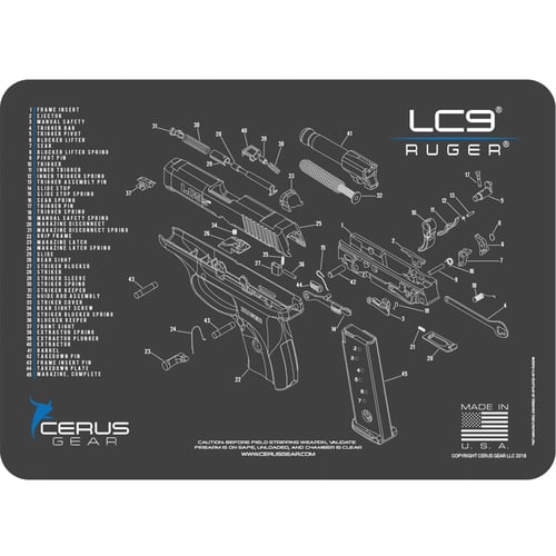 RUGER LC9 SCHEMATIC CHAR GRYRuger LC9 Schematic Promat Charcoal Gray/Cerus Blue - 12