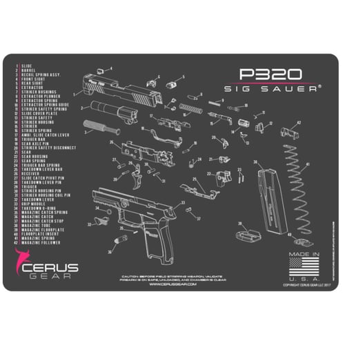 SIG P320 SCHEMATIC GRAY/PINKSig Sauer P320 Schematic Handgun Promat Charcoal Gray/Pink - 12