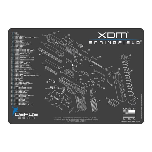 SPRINGFIELD XDM SCHEMATIC CHAR GRAYSpringfield XDM Schematic Handgun Promat Charcoal Gray/Cerus Blue - 12