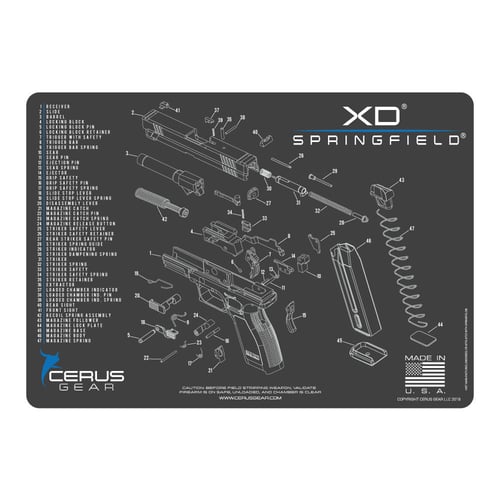 SPRINGFIELD XD SCHEMATIC GREYSpringfield XD Schematic Handgun Promat Charcoal Gray/Cerus Blue - 12