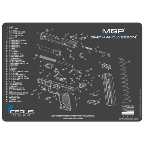 S&W M&P SCHEMATIC GRAY/BLUESW MP Schematic Handgun Promat Charcoal Gray/Cerus Blue - 12