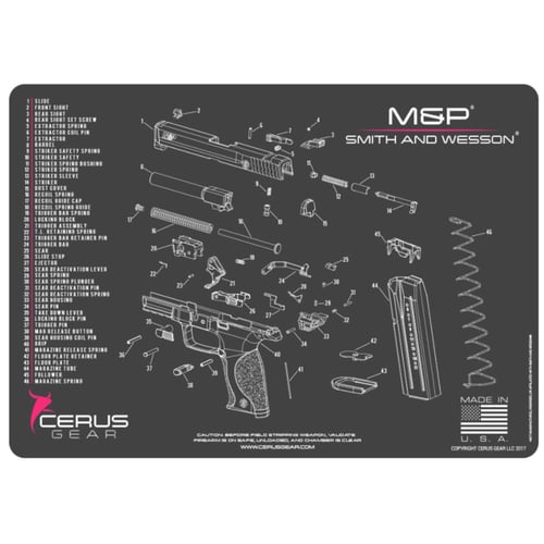 S&W M&P SCHEMATIC GRAY/PINKSW MP Schematic Handgun Promat Charcoal Gray/Pink - 12