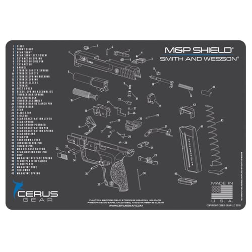 M&P SHIELD SCHEMATIC GREYSW MP Shield Schematic Handgun Pro Charcoal Gray/Cerus Blue - 12