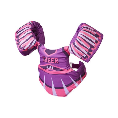 CHILD LITTLE DIPPERS VEST CHEERLEADERChild Little Dippers Vest Cheerleader - Adjustable buckle snaps in back - Fits children 30-50lbs - Type III - U.S. Coast Guard approved life jacket - Soft polyester fabric provides less chafing - Provides great stability and free range of mster fabric provides less chafing - Provides great stability and free range of motionotion