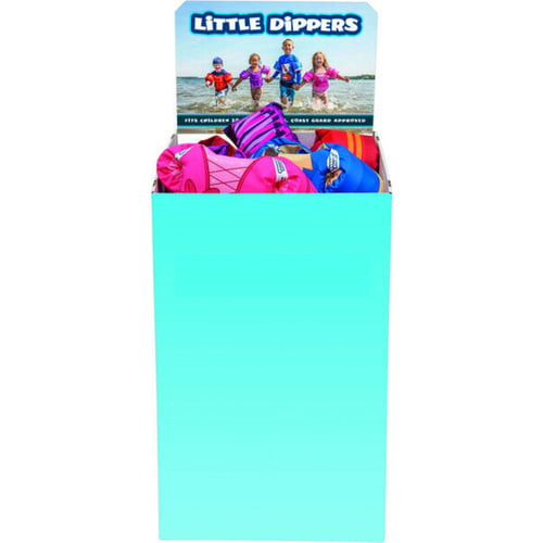LITTLEDIPPERS PFD WITH BIN ASSRTD COLORSFull Throttle Child Little Dippers Vests Bin Assorted colors - 24 PC - U.S. Coast Guard approved - Soft polyester fabric - Great confidence builder for beginners - Friendly designs that will appeal to children - Provides great stabilitys - Friendly designs that will appeal to children - Provides great stability