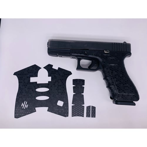 TEXTURED RUBBER GLK 17/22/34/35 GEN 4Glock 17/22/34/35 Gun Grip Black - Rubber - GEN 4 - Easy to install - Laser cutand can be fully installed in less than 5 minutes - Step by step installation instructions and alcohol cleaning padsstructions and alcohol cleaning pads