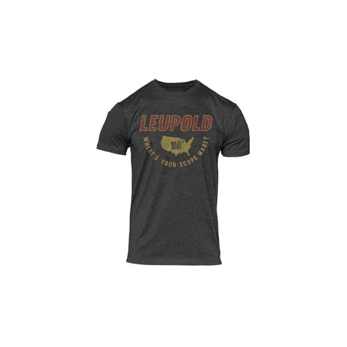 Leupold 180428 Made Here  Charcoal Heather Cotton/Polyester Short Sleeve Medium