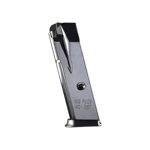 SIG P229 40 S&W BL 10RD MAGAZINESig Sauer P229 Magazine Black - .40 S&W - 10RD - Blued - High-Impact Polymer - Heat treated carbon steel. Dimpled design accepts standard Mec-Gar floorplates, springs, and followers - High tensile music wireprings, and followers - High tensile music wire