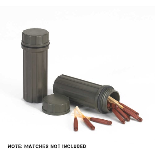 NDUR MATCHES WATERPROOF HOLDER 2PKWaterproof Match Holder Rubber gasket - Striker bar on bottom - Reflective underside of cap for signaling - Can also hold and protect two 3-Volt Lithium Batteries - Not Includedes - Not Included | 846271003087