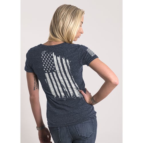 WMNS AMERICA RELAXED FIT TSHIRT NAVY 2XLWomens America TShirt Navy  2XLarge  Front Drop Line  Back American Flag Sleeve Nine Line Apparel American Flag | 190741054506