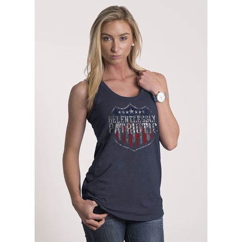WMNS RELENTLESSLY PATRIOTIC TANK NVY 2XLWomens Racerback Relentlessly Patriotic Tank Navy  2XLarge  Front Relentlessly Patriotic  Back Drop Line | 190741035888