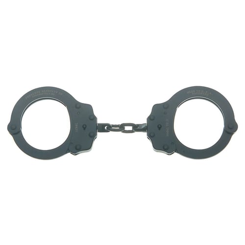 701C CHAIN LINK HANDCUFF BLACK OXIDEChain Link Handcuff Black Oxide Finish - Features an improved internal lock mechanism for increased tamper resistance, smoother ratcheting action and greater durability - Two keys supplied - Spun rivet construction, push pin double lock caprability - Two keys supplied - Spun rivet construction, push pin double lock capabilityability