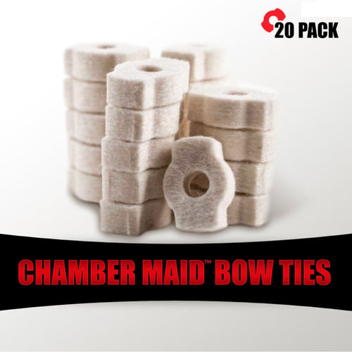CHMBR MAID BOW TIE CLEANING SWABS 20 PKChamber Maid Bow Tie Cleaning Swabs - 20 PK Applies CLP or oil evenly - Removesloosened fouling/carbon from Chamber Locking Lugs - Threads onto Standard .30 Cal. Bore Brush (Nylon Bristle Recommended) - Strong and Absorbent Industrial Wooll. Bore Brush (Nylon Bristle Recommended) - Strong and Absorbent Industrial Wool FeltFelt