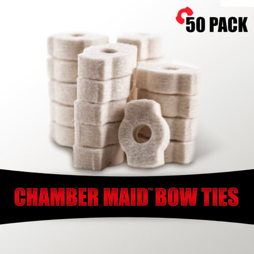 CHMBR MAID BOW TIE CLEANING SWABS 50 PKChamber Maid Bow Tie Cleaning Swabs - 50 PK Applies CLP or oil evenly - Removesloosened fouling/carbon from Chamber Locking Lugs - Threads onto Standard .30 Cal. Bore Brush (Nylon Bristle Recommended) - Strong and Absorbent Industrial Wooll. Bore Brush (Nylon Bristle Recommended) - Strong and Absorbent Industrial Wool FeltFelt