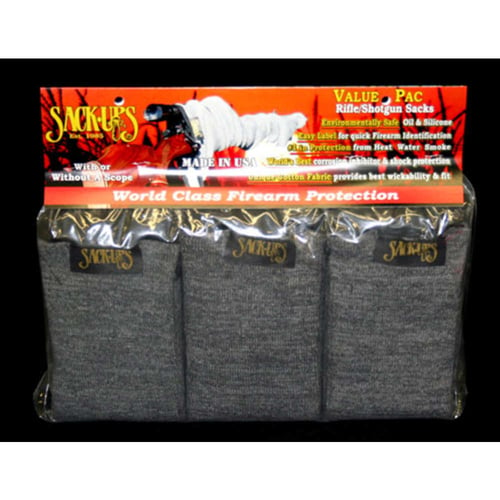 VALU-PAC 6 BAGS CAMO FLD GRYValu-Pac 6 Silicone Treated Rifle Gun Sacks  Camo Field Grey - Protects firearmsand other valuable gear against rust, dirt and scratches - The cotton's natural wicking ability continually draws moisture off making them ideal for year roundwicking ability continually draws moisture off making them ideal for year round storagestorage