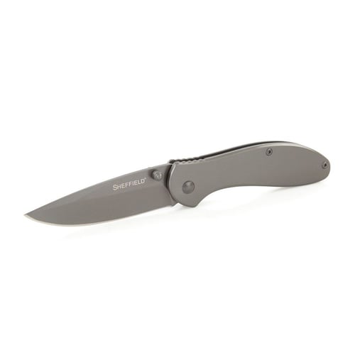 ALLOY BERDA 3IN DROP ASST KNF GRY TITBerda Steel Drop Point Assisted Opening Knife - 3