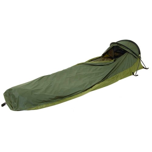 SNUGPAK SHELTER STRATOSPHERE BIVVI OLVStratosphere Bivvi Shelter One man bivvi shelter - Olive - All seams are taped sealed - 50D Polyester No-See-Um-Mesh Mosquito Net - 12 x 6in - Includes 7 Alloy Y Stakes - 1 Door - 1 VentY Stakes - 1 Door - 1 Vent