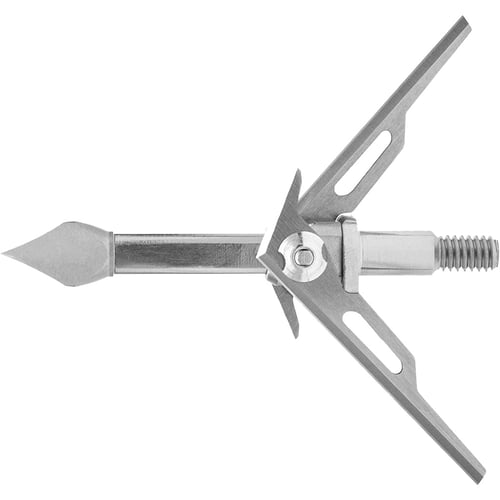 SIK 2-Blade Expandable SK2CB Crossbow Broadhead 2-inch Offset Entry - Silver/Black