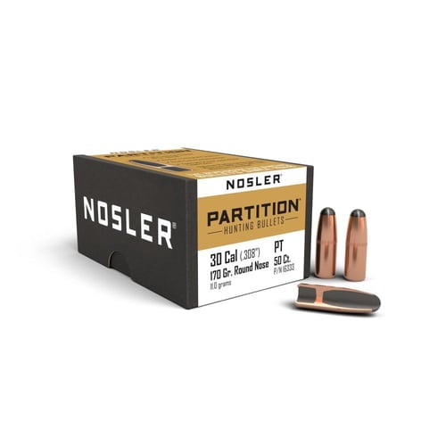 Nosler Partition Bullets .30 cal .308 170 gr RN 50/ct | 054041163330