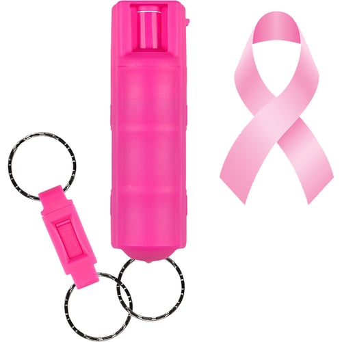 Sabre Red NBCF Key Case Pepper Spray  <br>  Pink Hardcase with Quick Release Key Ring