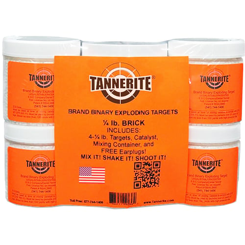 Tannerite 14BR 1/4 Pound Target  Impact Enhancement Explosion White Vapor for Rifle 0.25 lb Includes Catalyst/Mixing Container 4 Targets
