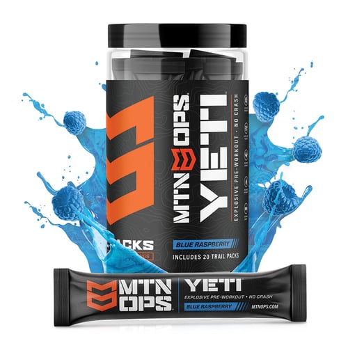MTN Ops Yeti Preworkout  <br>  Blue Raspberry Trail Pack 20 ct.