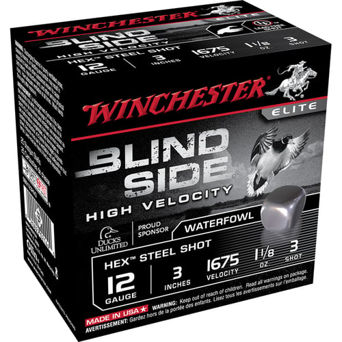 Winchester SBS123HV3 Blind Side Shotshell 12 GA, 3 in, No. 3