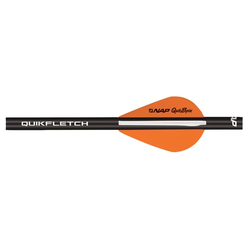 NAP Quikfletch w/Quikspin Vanes  <br>  Black Tube White/Orange 6 pk.