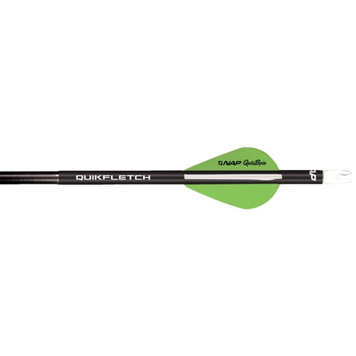 NAP Quikfletch w/Quikspin Vane  <br>  Black Tube White/Green 6 pk.