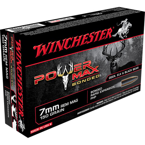 Winchester Ammo X7MMR1BP Power Max Bonded  7mm Rem Mag 150 gr 3090 fps Bonded Rapid Expansion PHP 20 Bx/10 Cs