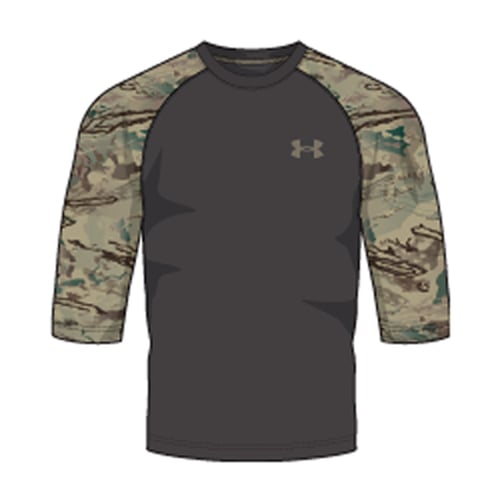 Under Armour Mens Hunt Baseball Tee Shirt  <br>  Carcoal/Bayou Medium
