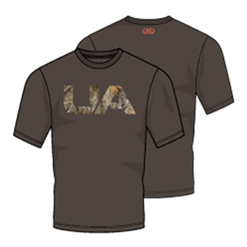 Under Armour Mens Camo Fill Short Sleeve Shirt  <br>  Maverick Brown/Blaze 2X-Large