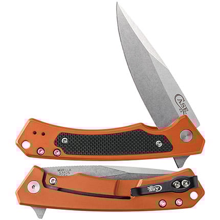 Marilla S35VN Orange frame black G-10 Aluminum handle G-10 inlay Locking drop Pt. | 021205258867