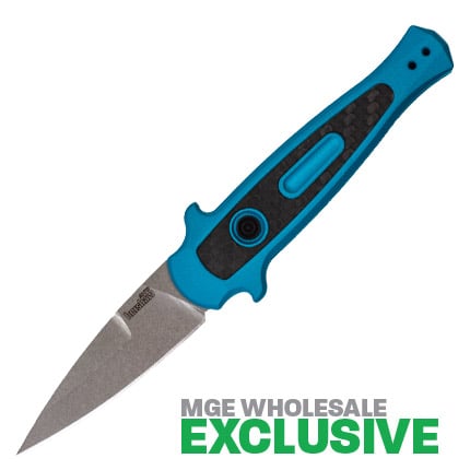 Kershaw Launch 12 SW/PL 2.5 Inch Mini-Stiletto Teal Handle w/Carbon Fiber inlay  MGE Exclusive | 087171059808