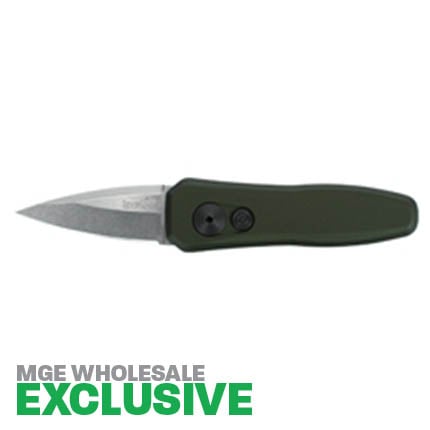 Kershaw Launch 4 Stonewash 1.9 Inch Spear Point Plain Olive Scales  MGE Exclusive | 087171046082