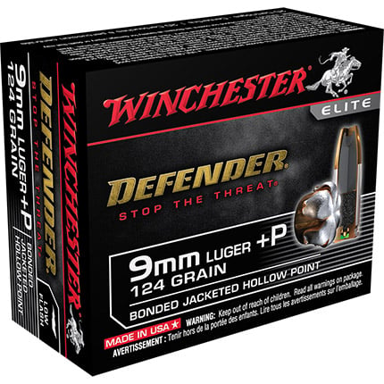 9 MM +P DEFENDER BONDED JHP 124 GR DEFENDER RD/Box 20-RD/CASE 200-BX/CASE 10 10-BOX/CASE-CASE/PALLET 288